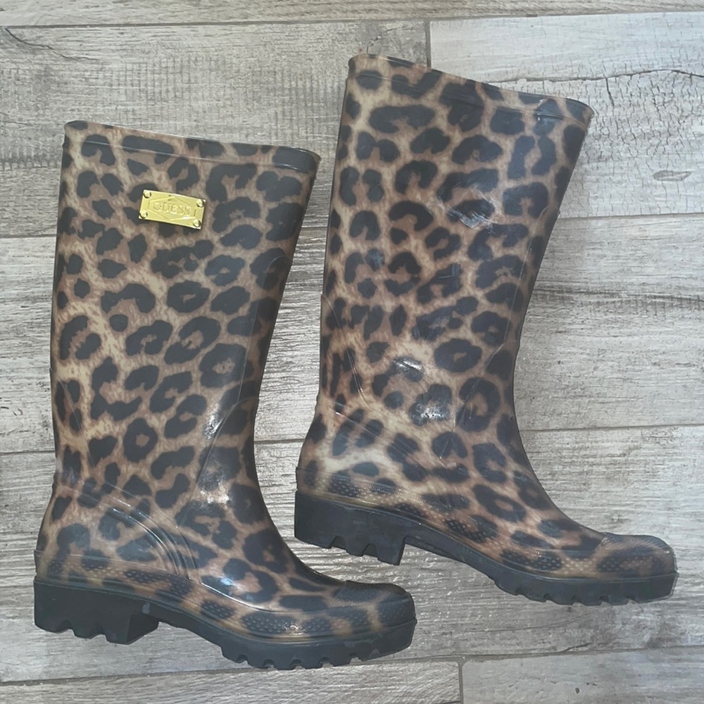Guess - Cheetah print rain boots size 7.